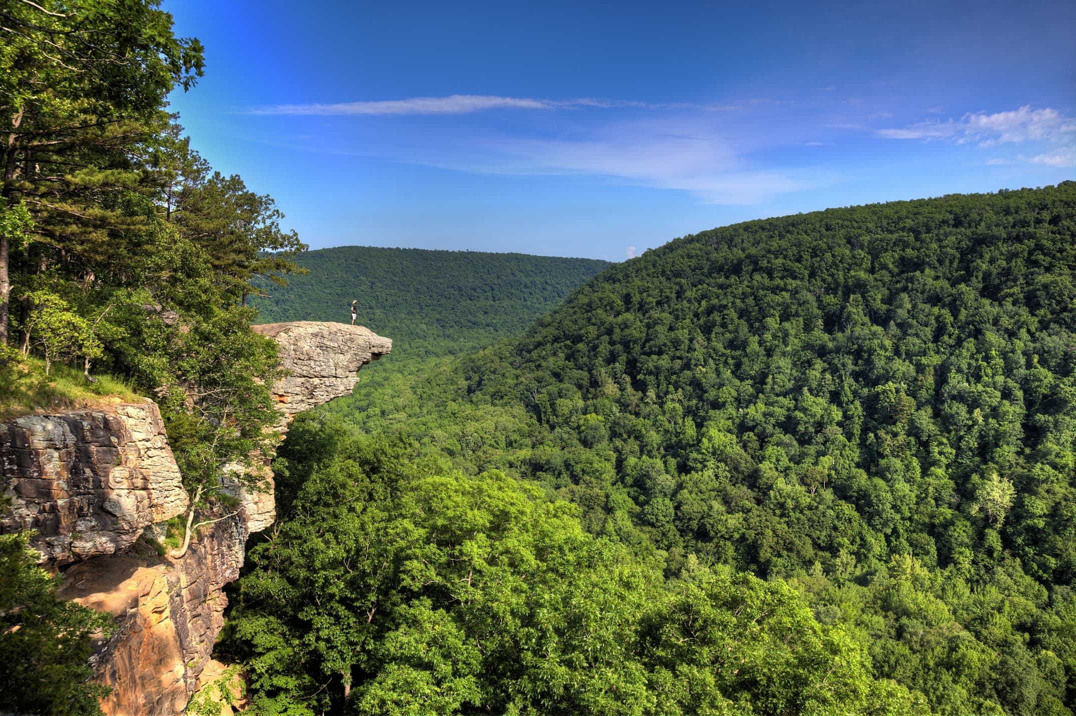 Whitaker Point (Hawksbill Crag) overlooking the Ozark Mountains at sunrise